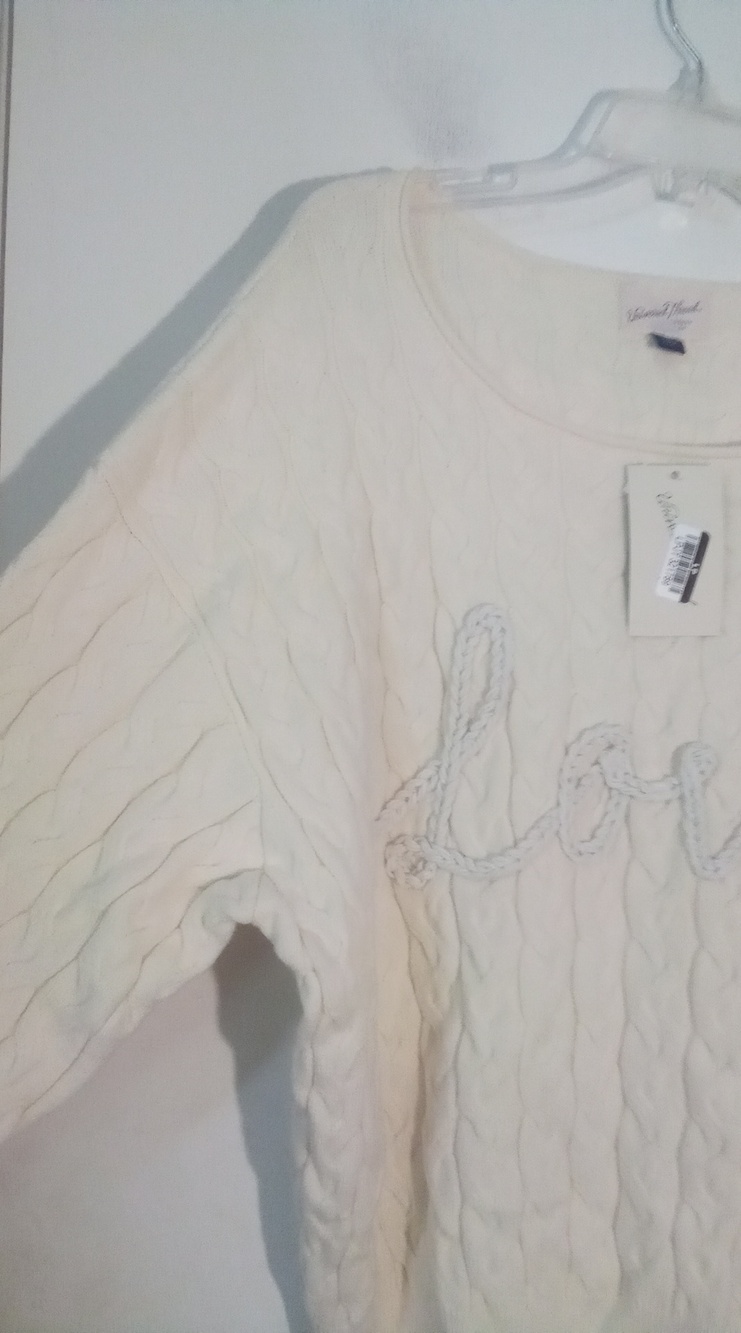 Universal Thread Cream Cable-Knit 'Love' Crewneck Sweater XXL 2X NWT $35 So Soft - Picture 4 of 4